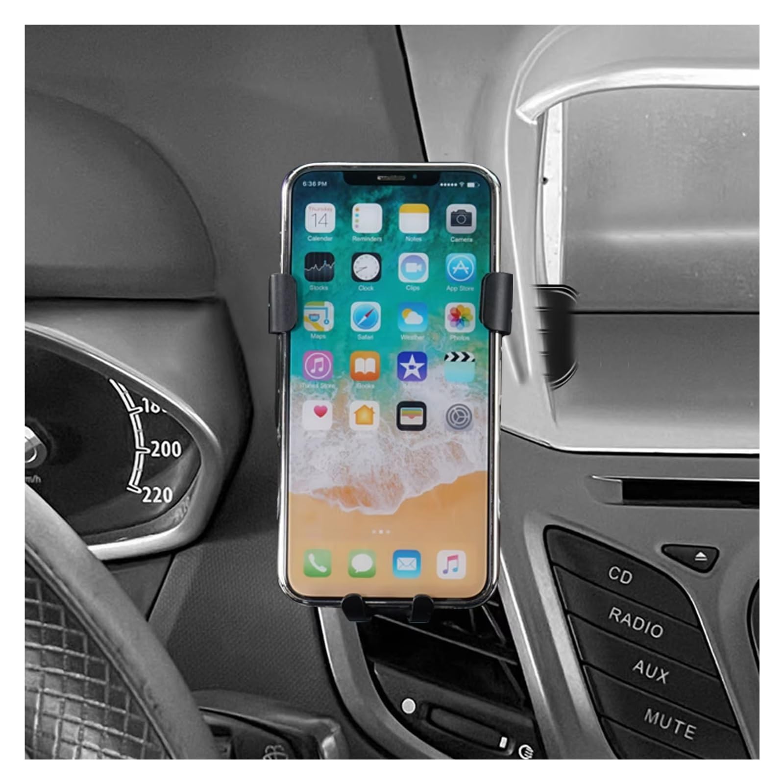 Modanatura Interni Auto Per Ford Per Fiesta 2008-2016 Supporto Per Telefono Auto Supporto Per Bocchetta Dell'aria Per Auto Supporto Per Smartphone Accessori Auto(Nero)