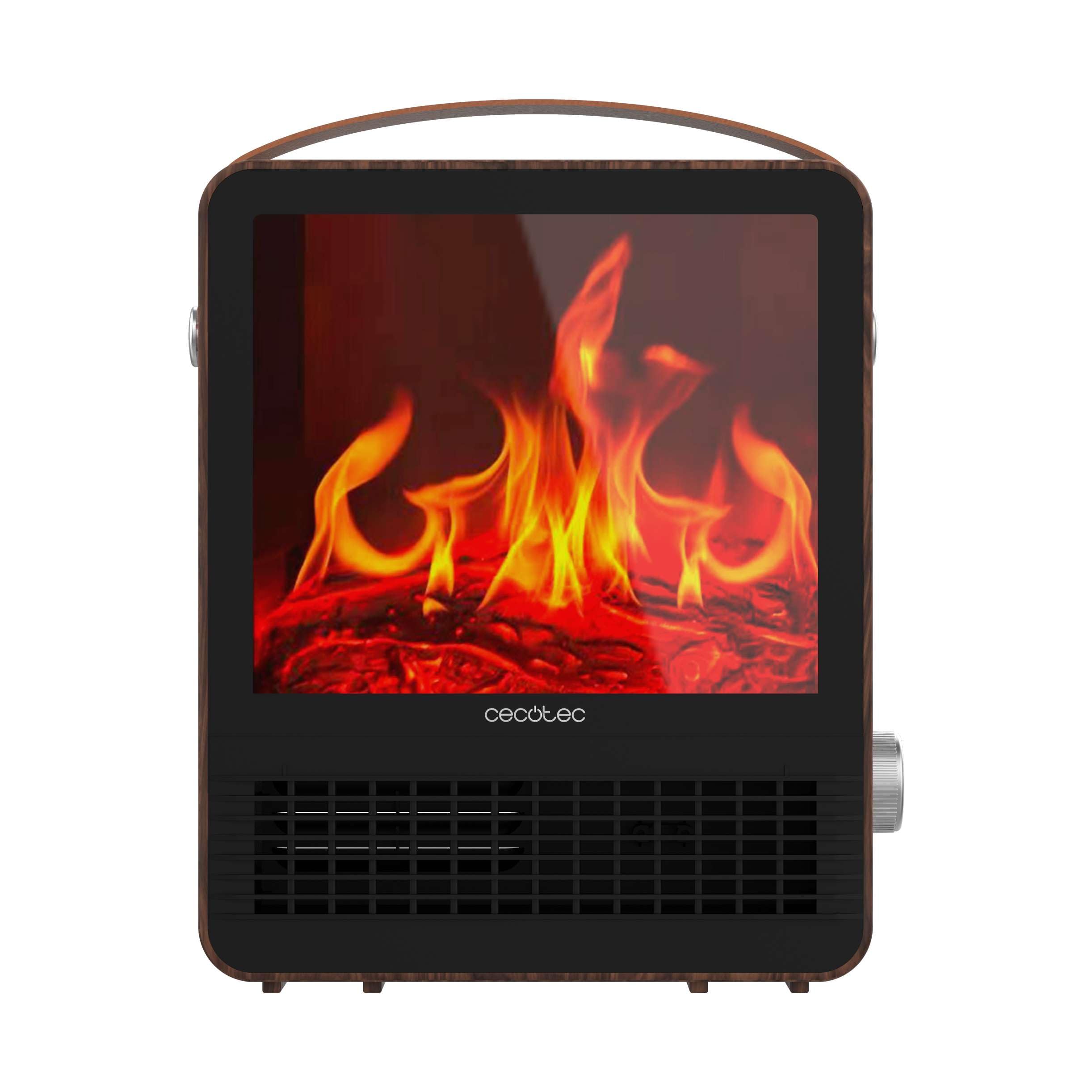 Cecotec Riscaldatore Caminetti Elettrici ReadyWarm 1500 Ceramic Flames. 1500W, in ceramica con Effetto Fiamma, Fino a 15m², 2 modalità di funzionamento, Silenzioso, Spegnimento Automatico