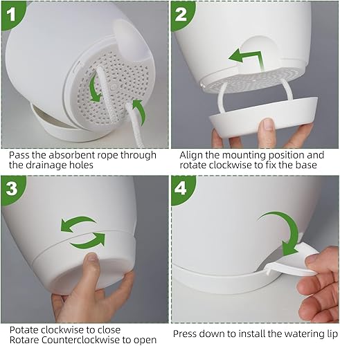 Miniatura 5 de Vanslogreen Macetas para Plantas, Macetas de Riego Automático de 76.565.55 Pulgadas, Macetas para Plantas de Interior con Orificio de Drenaje para