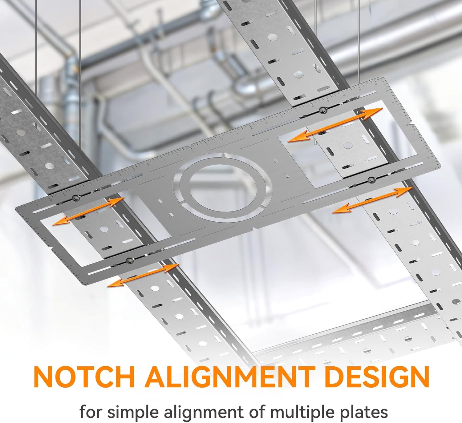 New Construction Mounting Plate with Round Hole - 4/6 Inch Flat Steel Rough in Wafer Light Bracket, LED Recessed Lighting Housing, 24 Pack