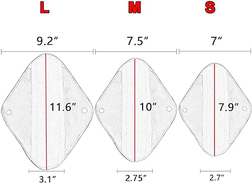 Miniatura 10 de Teamoy 6 almohadillas sanitarias de 10 pulgadas, reutilizables, lavables, almohadillas menstruales con bolsa húmeda, absorbentes, suaves y cómodas
