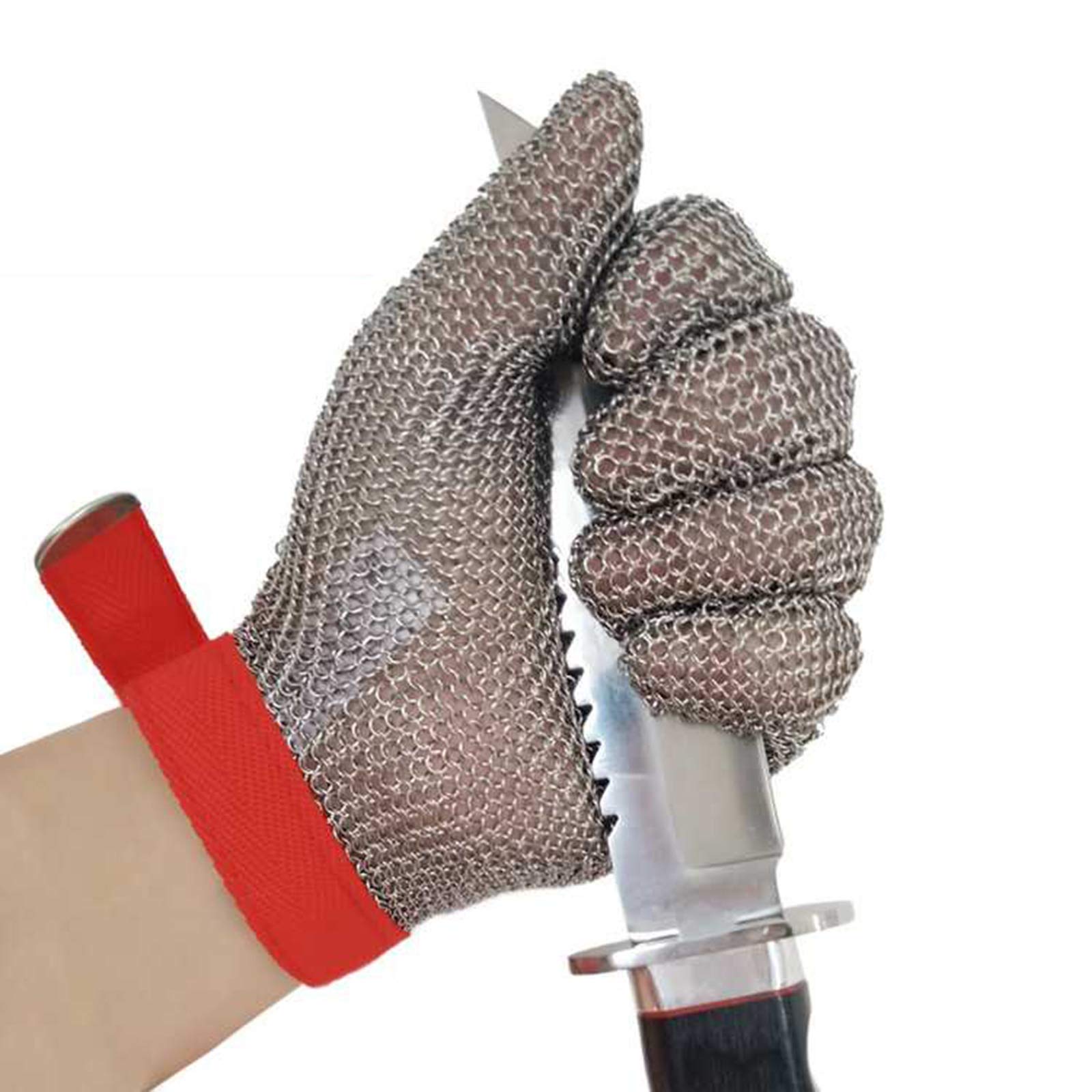 Guantes Anticorte Guantes De Malla De Acero Inoxidable 304 Resistentes A Cortes, Guantes De Trabajo De Seguridad De Grado 5, Comunes para La Mano Izquierda Y Derecha (Size : Large)