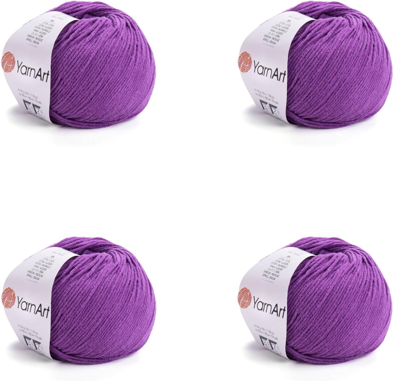 YarnArt Soft Cotton Acrylic Blend Yarn - for Amigurumi, Crochet and Knitting – DK Weight, All-Season Craft Yarn for Kids and Adults Garments, Baby Items and Accessories, 160 m/50 g,Pack of 4 (23)