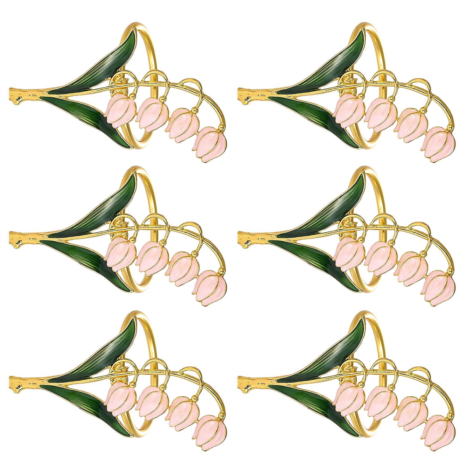 BWANGIAO Pack of 6 Elegant Metal Napkin Rings Delicate Serviette Buckles Tableware Decoration for Dining Parties and Weddings