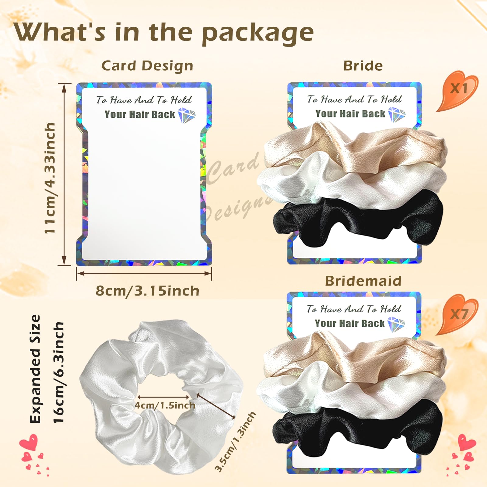 Penubuy 8 Packs/24Pcs Bridesmaid Silk Hair Scrunchies Set - Image 2