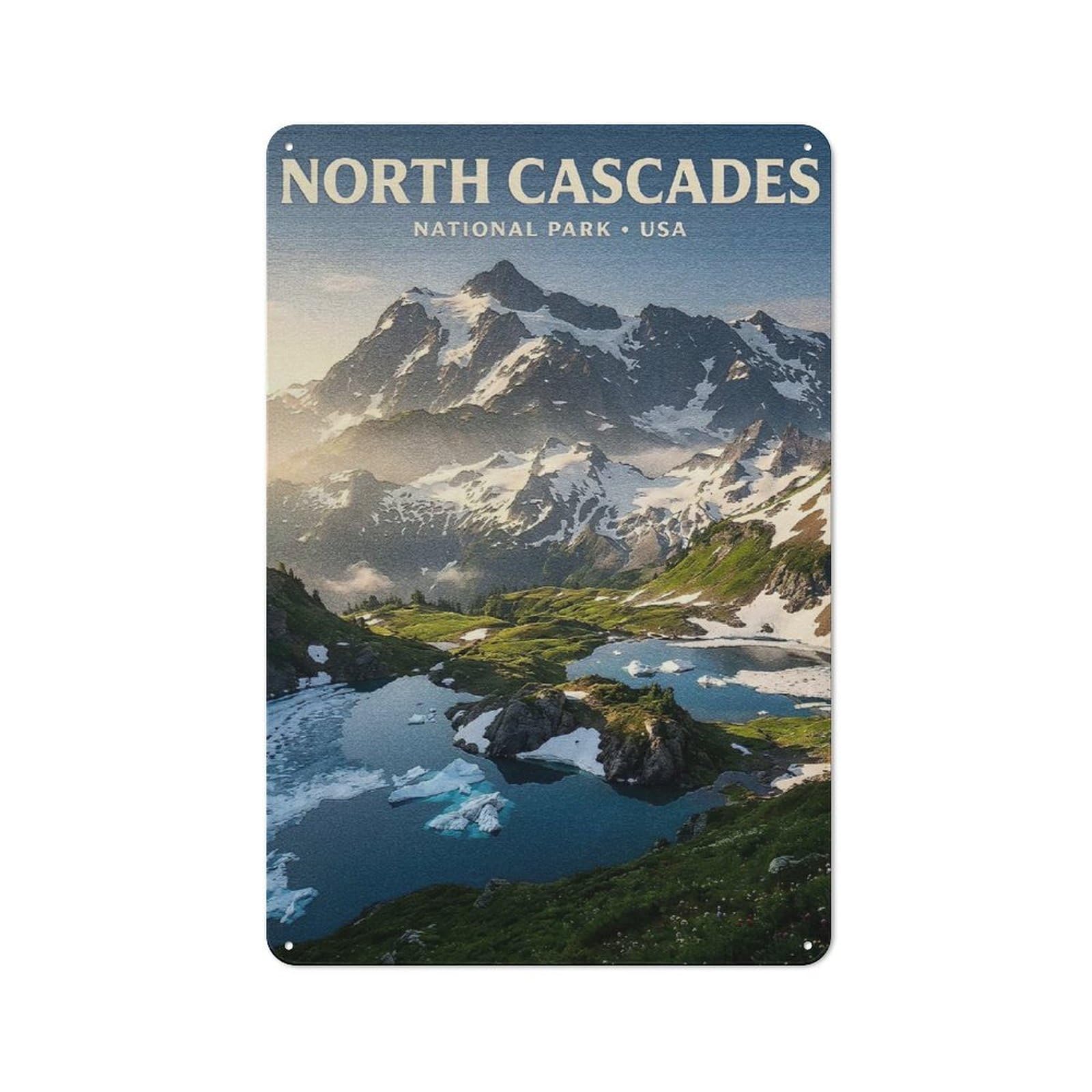 Junmoney Style-14 Tin Wall Plaque 30X20cm With North Cascades National Park For Man Cave Or Games Room, For Vintage Wall Decor Fans, For Themed Room Decoration