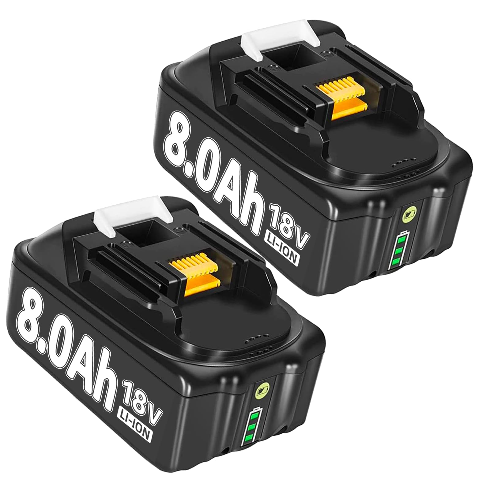 2 Pack 8.0Ah Replacement Battery for Makita 18V Batteries Compatible with Makita Battery 18Volt BL1860B BL1850 BL1840 BL1830 BL1820 BL1815 BL1835 BL1845 18 Volt Cordless Power Tools with LED Indicator