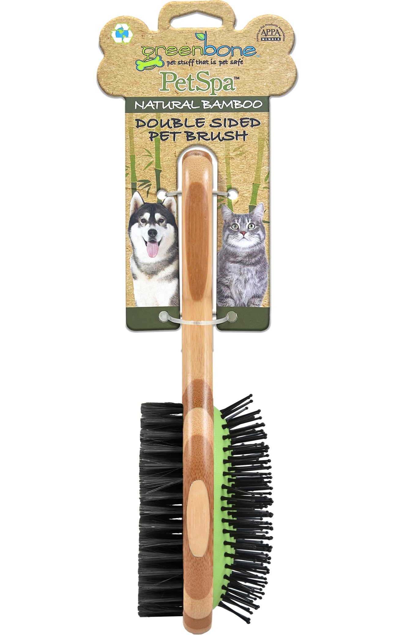 Greenbone Pet Spa Doppelseitige Bürste Aus Bambus – Für Sanfte Fellpflege, Gegen Verfilzungen & Zum Massieren