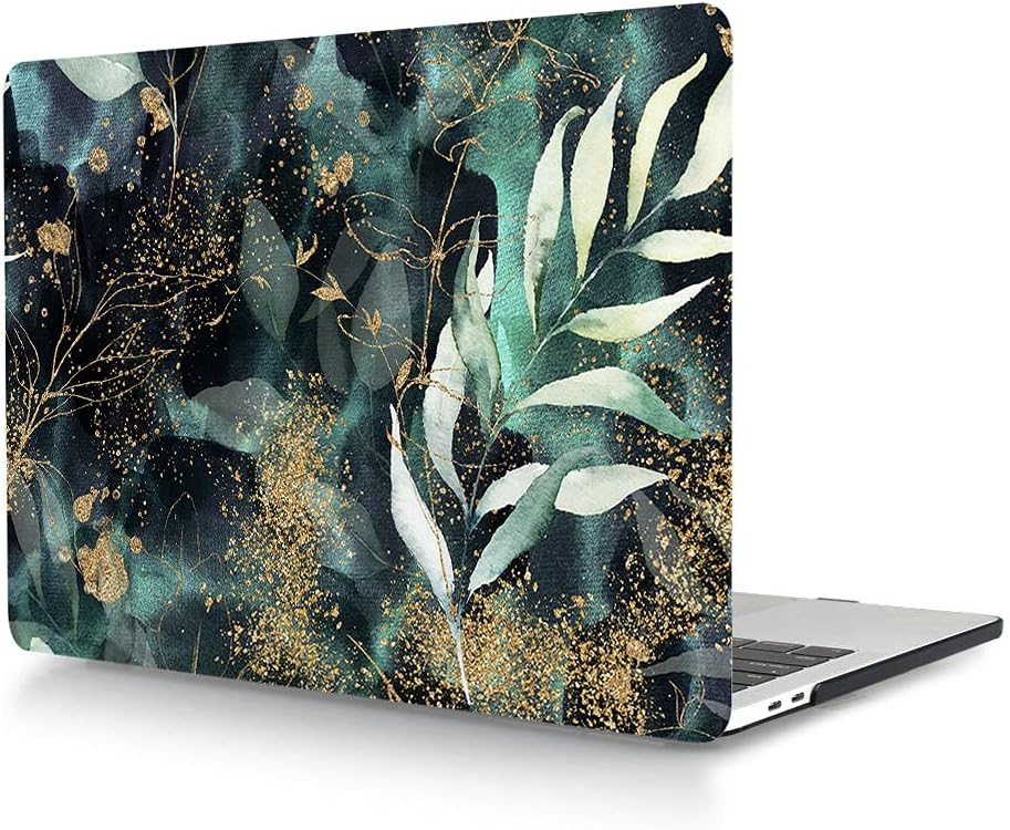 Hard Cover Compatible with MacBook Pro 13 Inch Case 2012 2013 2014 2015 Release Model A1425 A1502, Plastic Laptop Cover & Keyboard Skin for MacBook 13.3" with Retina Display, Green Leaves