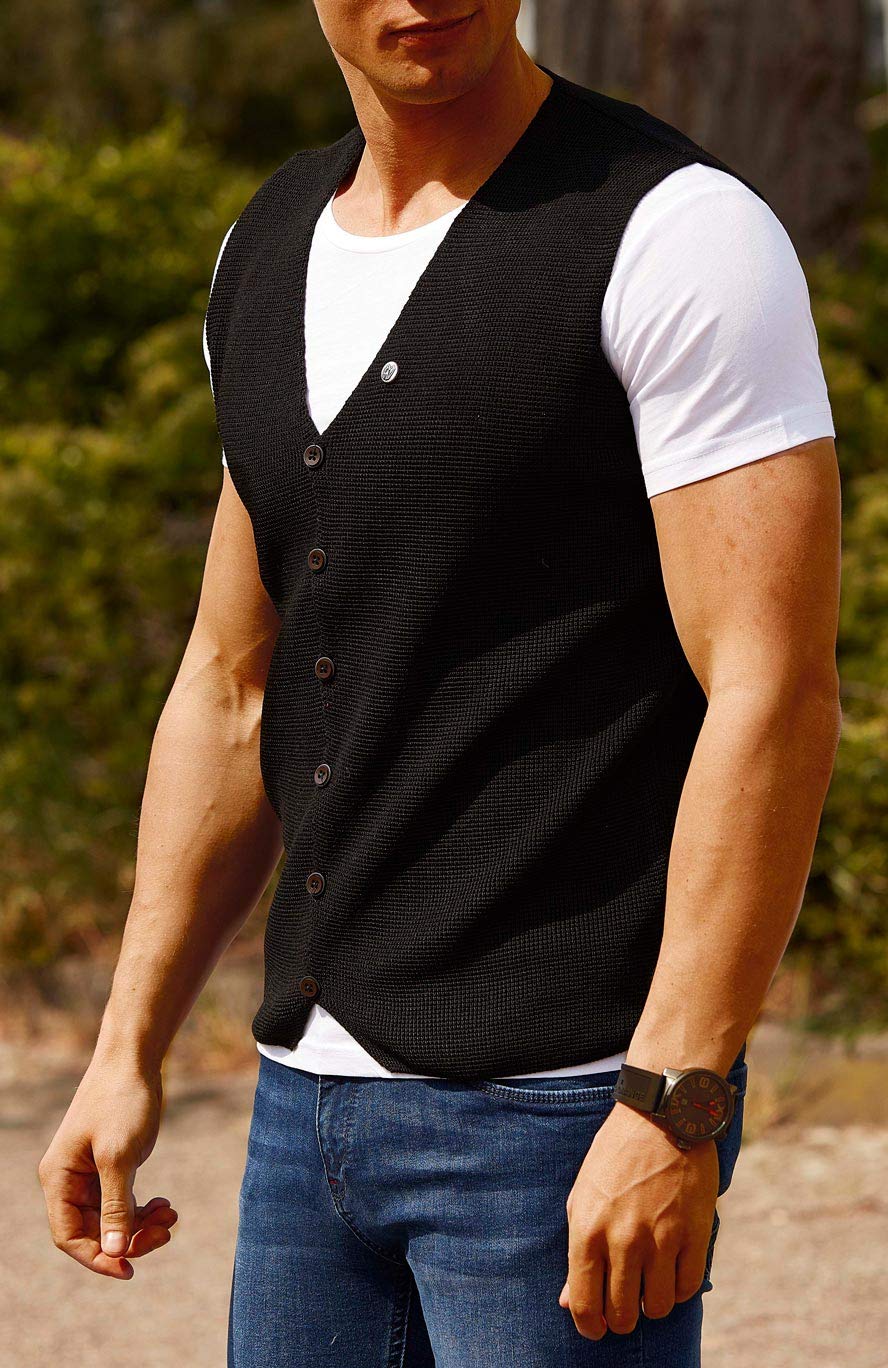 Leif Nelson LN1855 - Gilet da uomo per il tempo libero, sotto giacca in maglia fine, maglietta a maniche corte, per business, feste, matrimoni