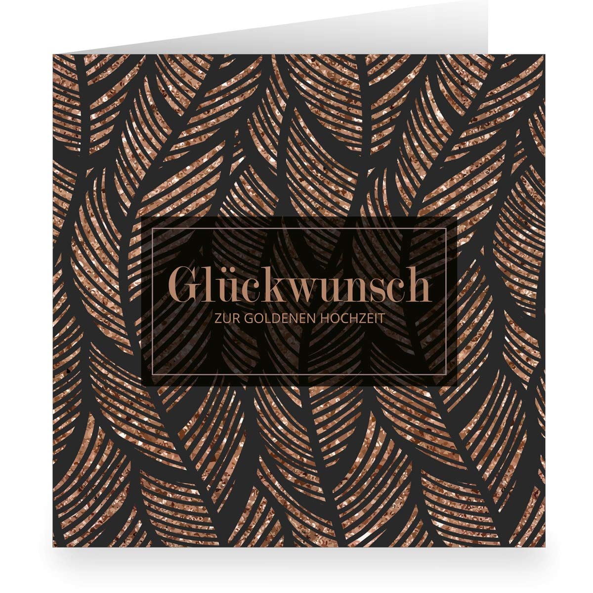 Kartenkaufrausch Edle Glückwunschkarte zum Gratulieren (quadratisch, 15,5x15,5cm mit Umschlag) mit edlen Federn: Glückwunsch zur goldenen Hochzeit - für Familie, beste Freunde, Mitarbeiter