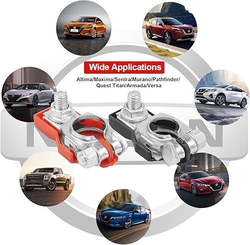 Miniatura 8 de Kit de repuesto positivo y negativo de terminal de batería compatible con Nissan Altima Maxima Rouge Sentra Murano Infiniti Toyota Lexus Reemplazo #