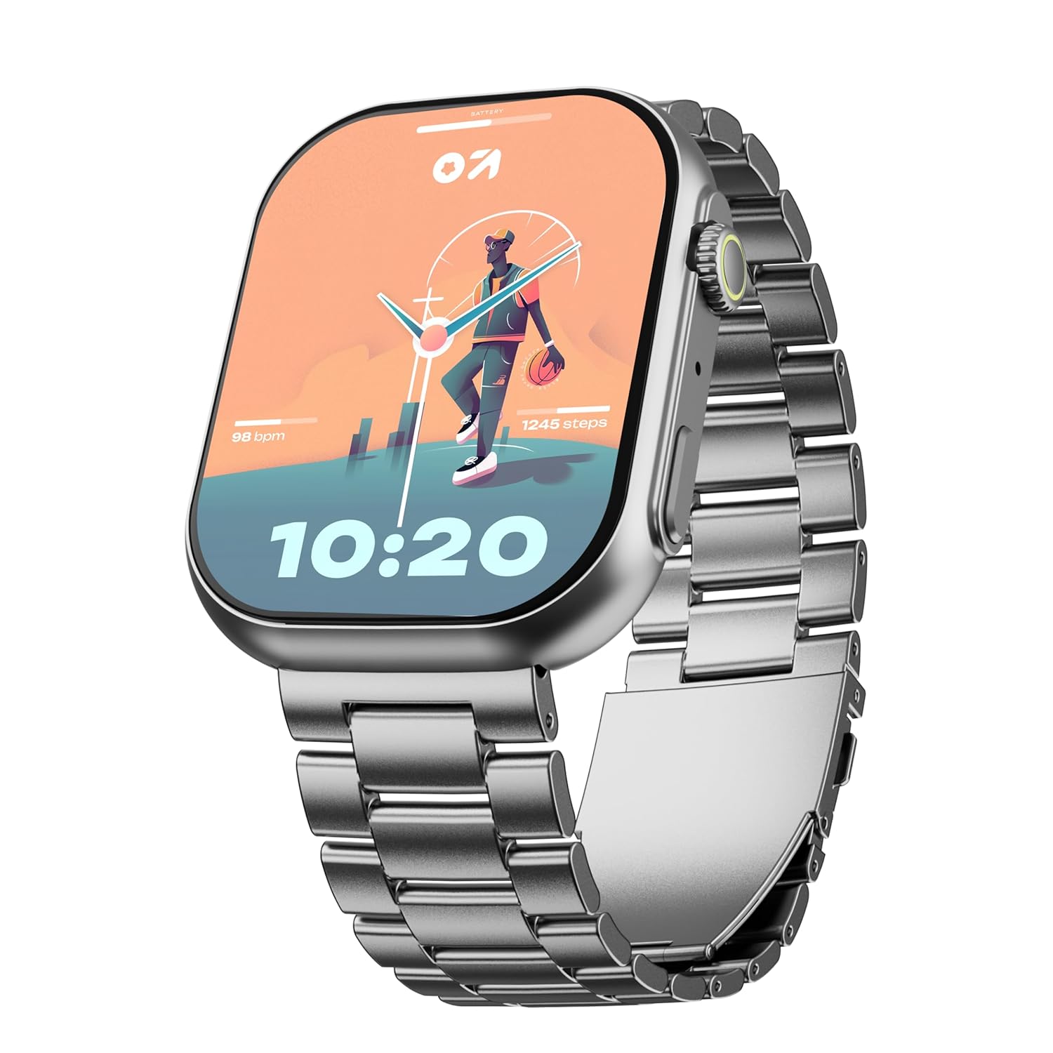 Boult GOBOULT (Formerly Drift Max Smartwatch 2.01” HD Screen, BT Calling 5.2, 350 Nits Brightness, IP67, 150+ Watchfaces, 120+ Sports Modes, AI Voice Assistant, SpO2 Monitoring (Silver)