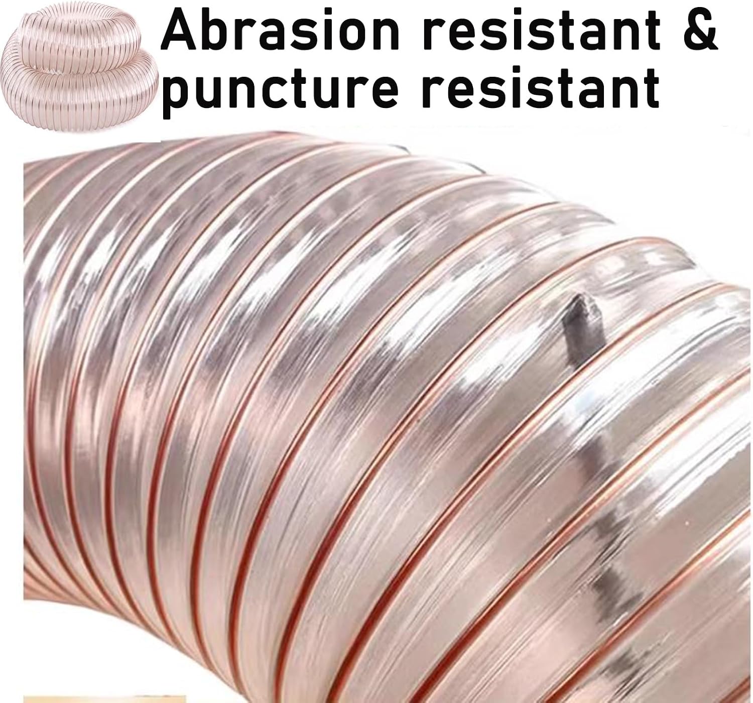 Multi-diameter PU Duct Hose, Copper-Plated Steel Wire Flexible Hose, Clear Anti-Static Ducting For Garage & Factory Dust Extraction(L 2m(6.5 Ft),Dia-25MM (1.0 Inch))