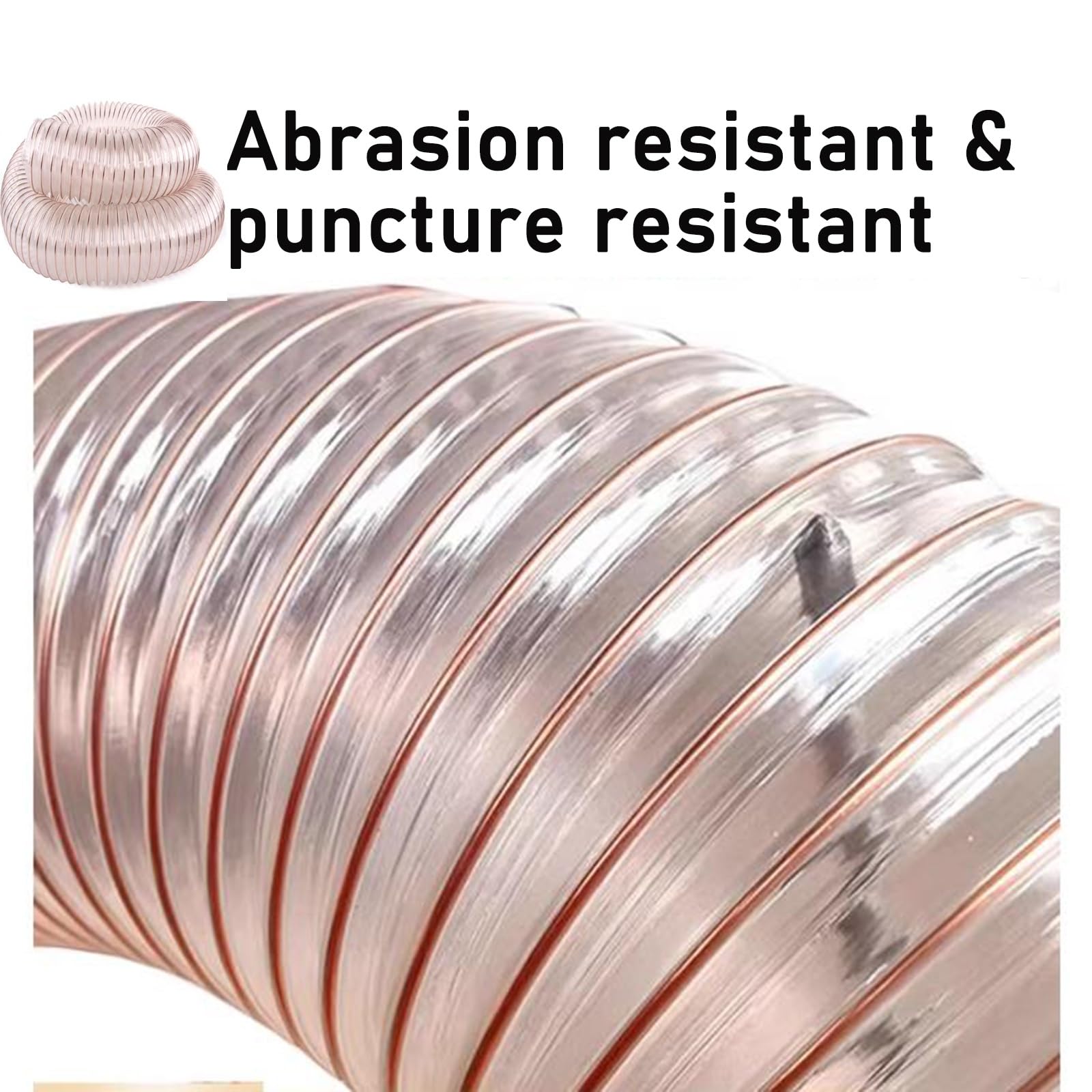 Tubo Condotto Aria Flessibile PU Poliuretano 25‑300mm, Condotto Ventilazione Rinforzato Filo Acciaio, Tubo Resistente Al Calore Per Scarico Industriale(L 10m(33 Ft),Dia-150MM (5.9 Inch))