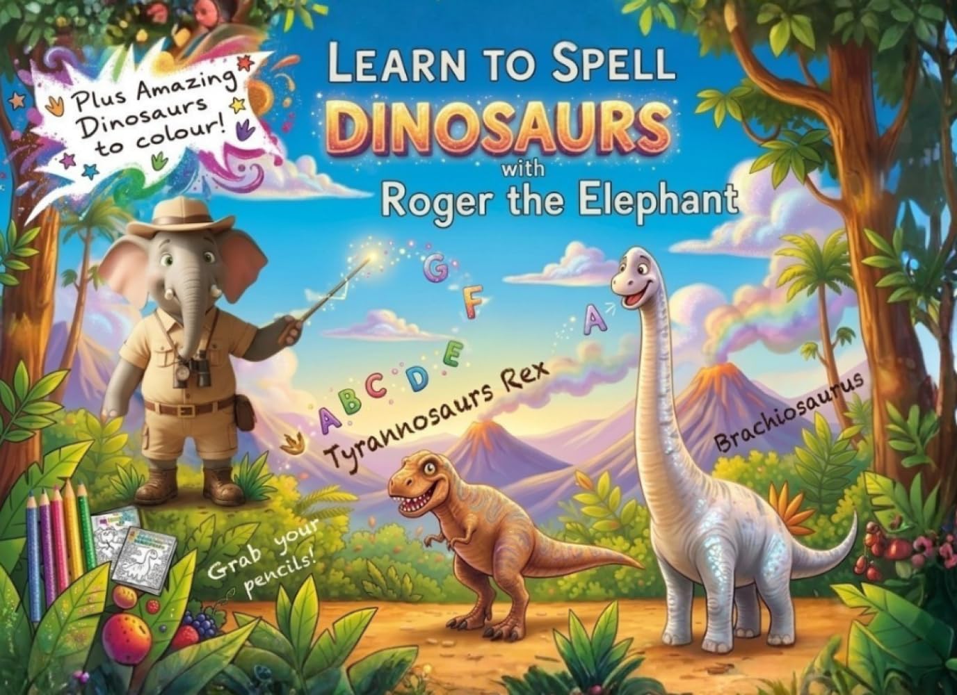 Learn to Spell Dinosaurs with Roger The Elephant (Adventure with Roger: The Ultimate Learn-to-Spell Activity & Colouring Series)