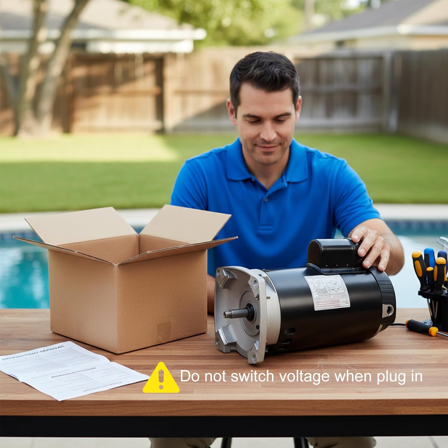 Drizzlen B2854 Pool Pump Motor, 1.5HP 3450 RPM, 56Y Frame, 115V/230V | Universal Replacement for Century, Hayward, Pentair, Jandy Pool & Spa Systems | Square Flange, PSC, 1.1 Service Factor Motor