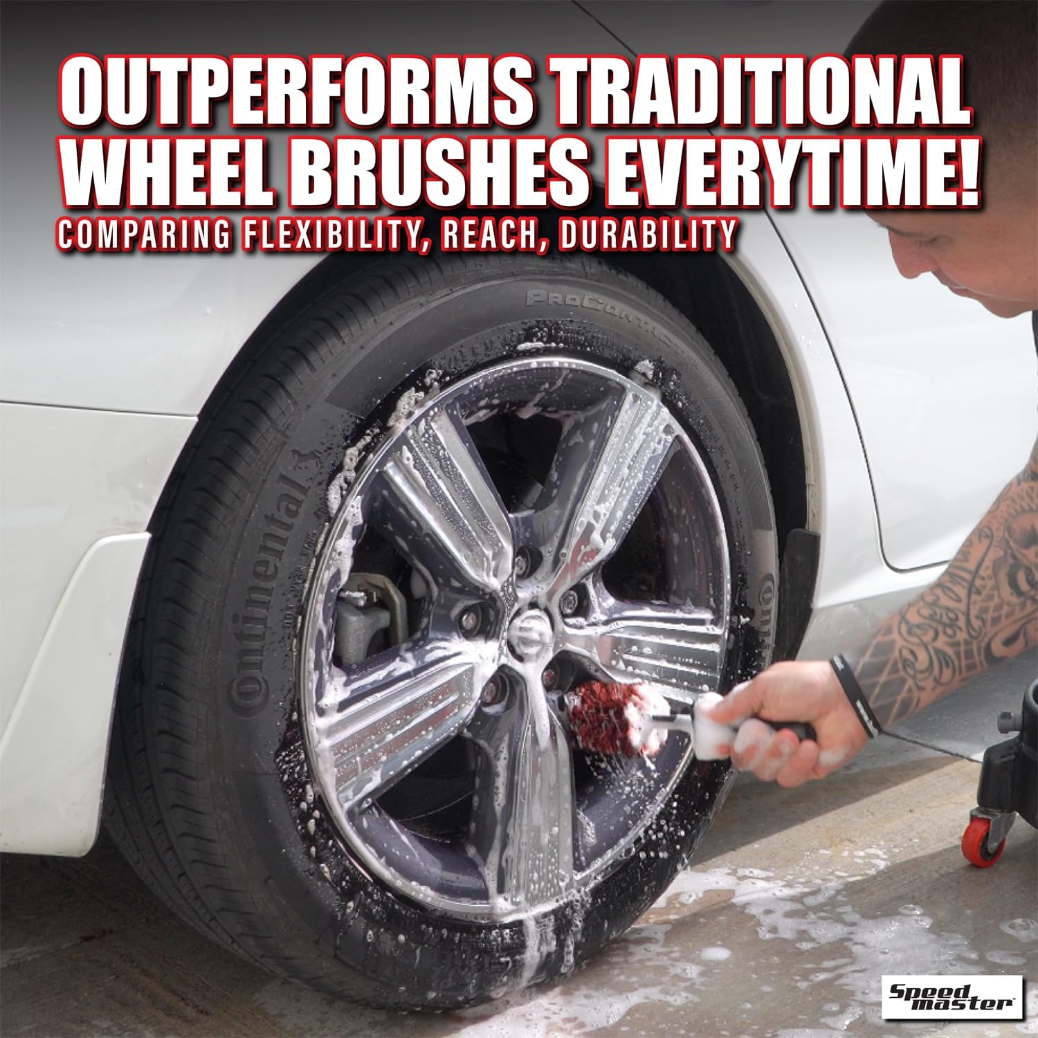 Speed Master Wheel Brush | Memory Foam Bristles | Safe on All Wheel Types | Clean Your Wheels with Ease! - Image 4