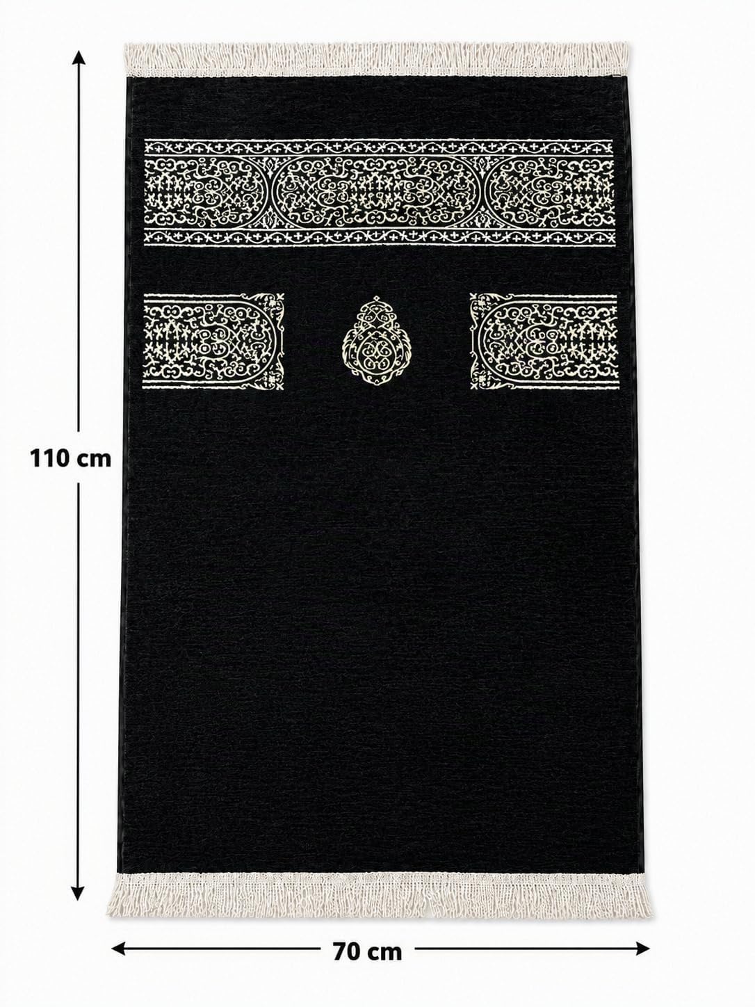 Musulmano tappeto da preghiera con regalo perline di preghiera | Janamaz | Sajjadah | Morbido Preghiera islamica Tappeto | Regali islamici | La preghiera Carpet Mat, Nero