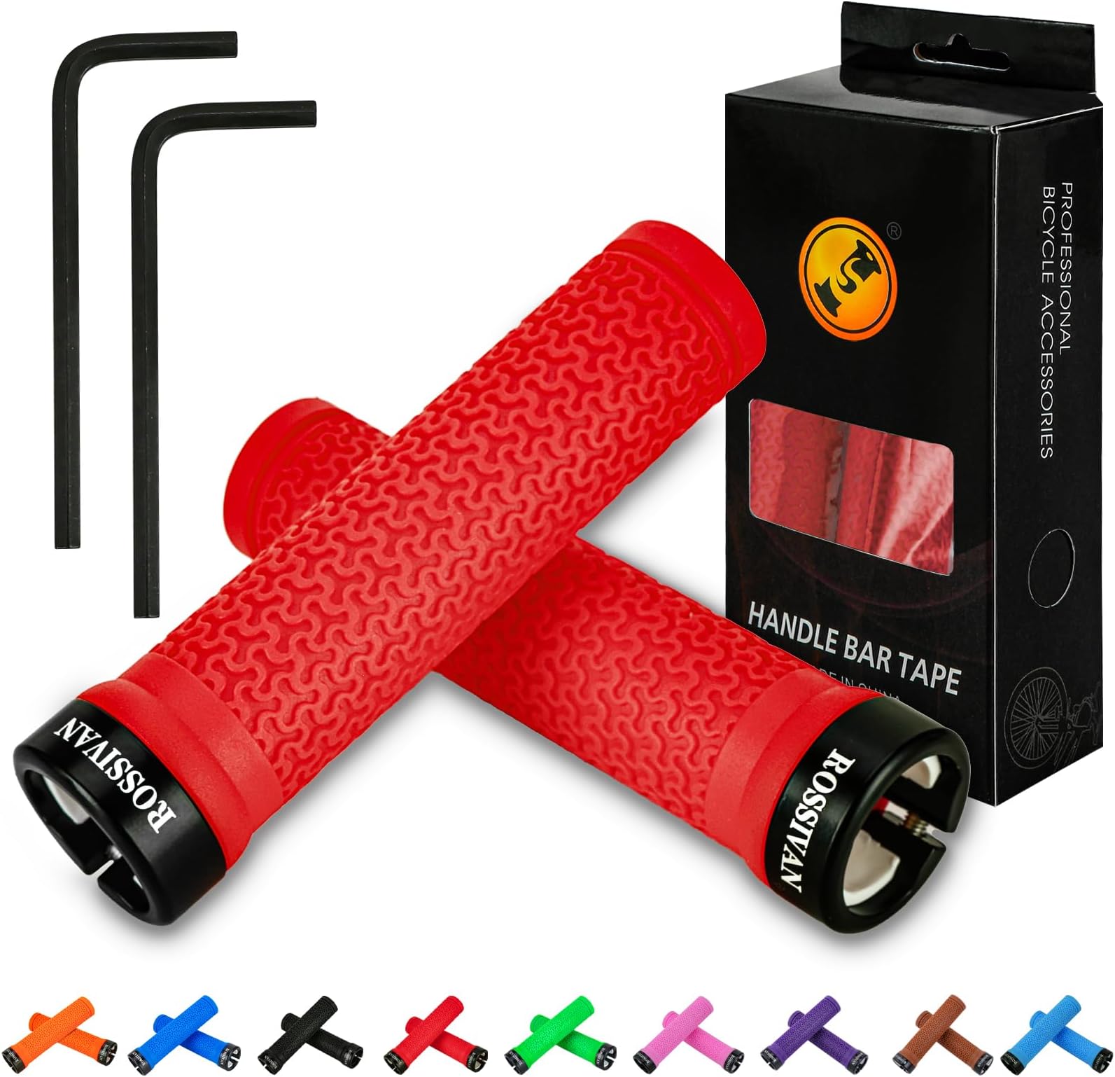 Professional Bike Handlebar Grips,Mountain Bike Grips with Soft and Comfortable Anti-slip Rubber,Single Lock-on MTB Grips,for BMX,Scooter,Folding,Commuter Bicycle