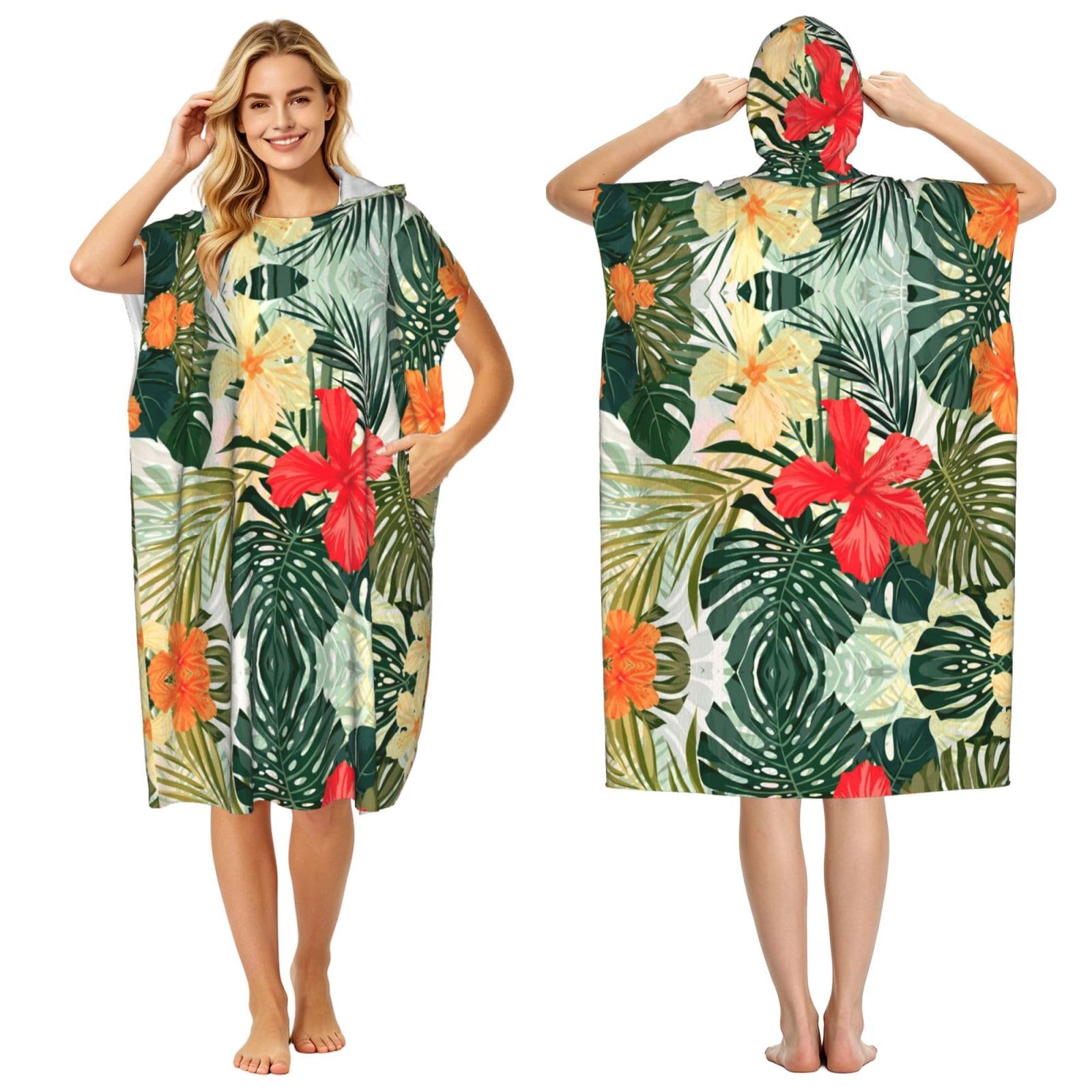 Serviette de bain légère sous forme de poncho hawaien à séchage rapide