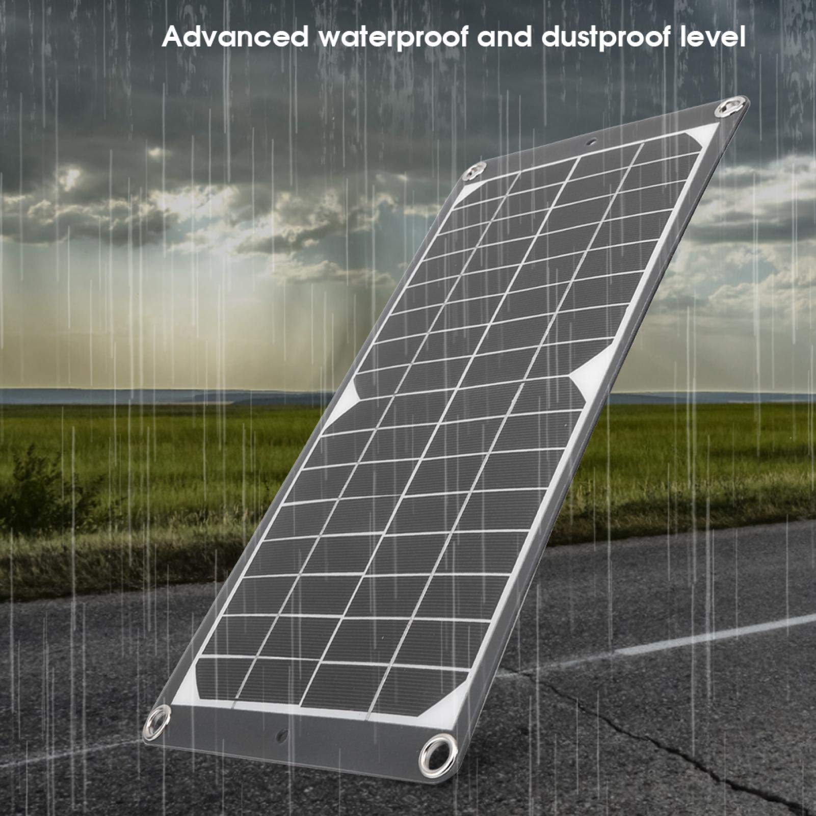 Cargador Solar de batería para Coche, Compacto, Resistente al Agua y al Polvo, con Interfaz USB integrada para Coches, Motocicletas, lanchas, caravanas, autocaravanas y Barcos.