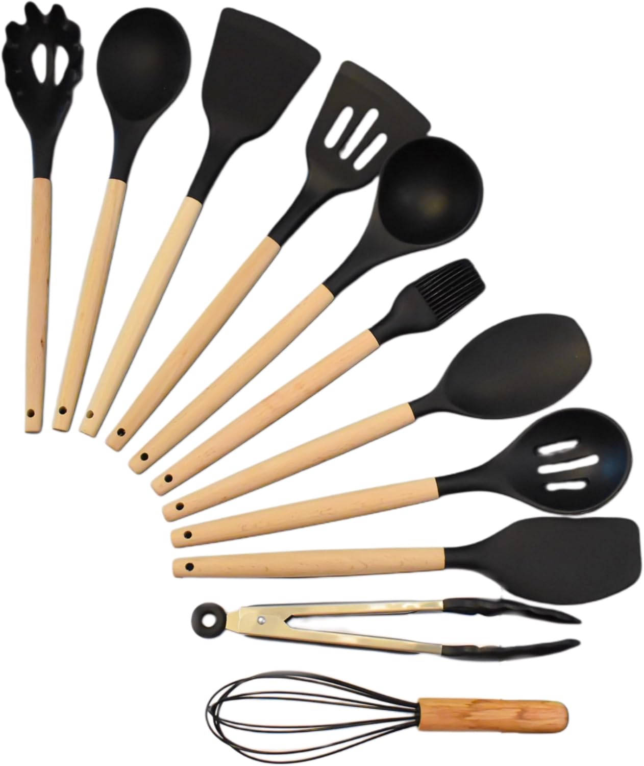 Kitchen Utensils Cookware Set, 12-piece BPA free Silicone with Wood Handle and Storage Container Kitchen Utensils Cookware Set, 12-piece BPA free Silicone with Wood Handle and Storage Container