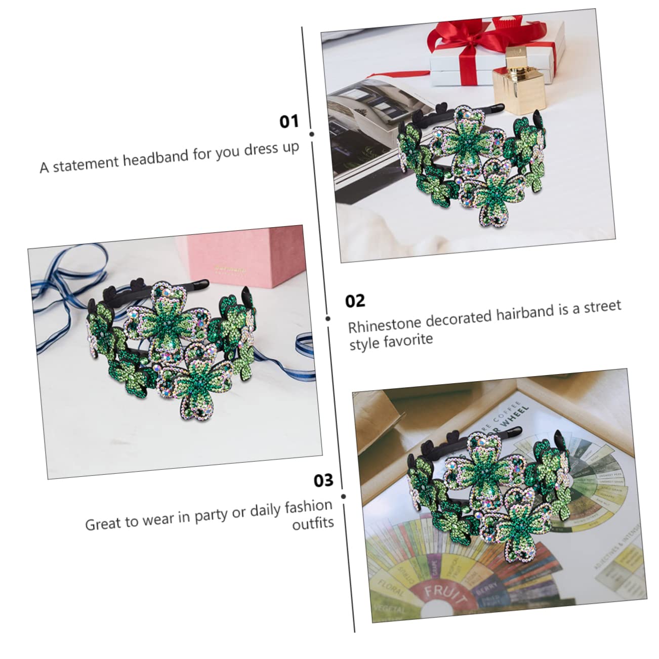 Housoutil 2pezzi Fascia Per Flapper Accessorio Per Donne Headband Antiscivolo Per Eventi e Speciali