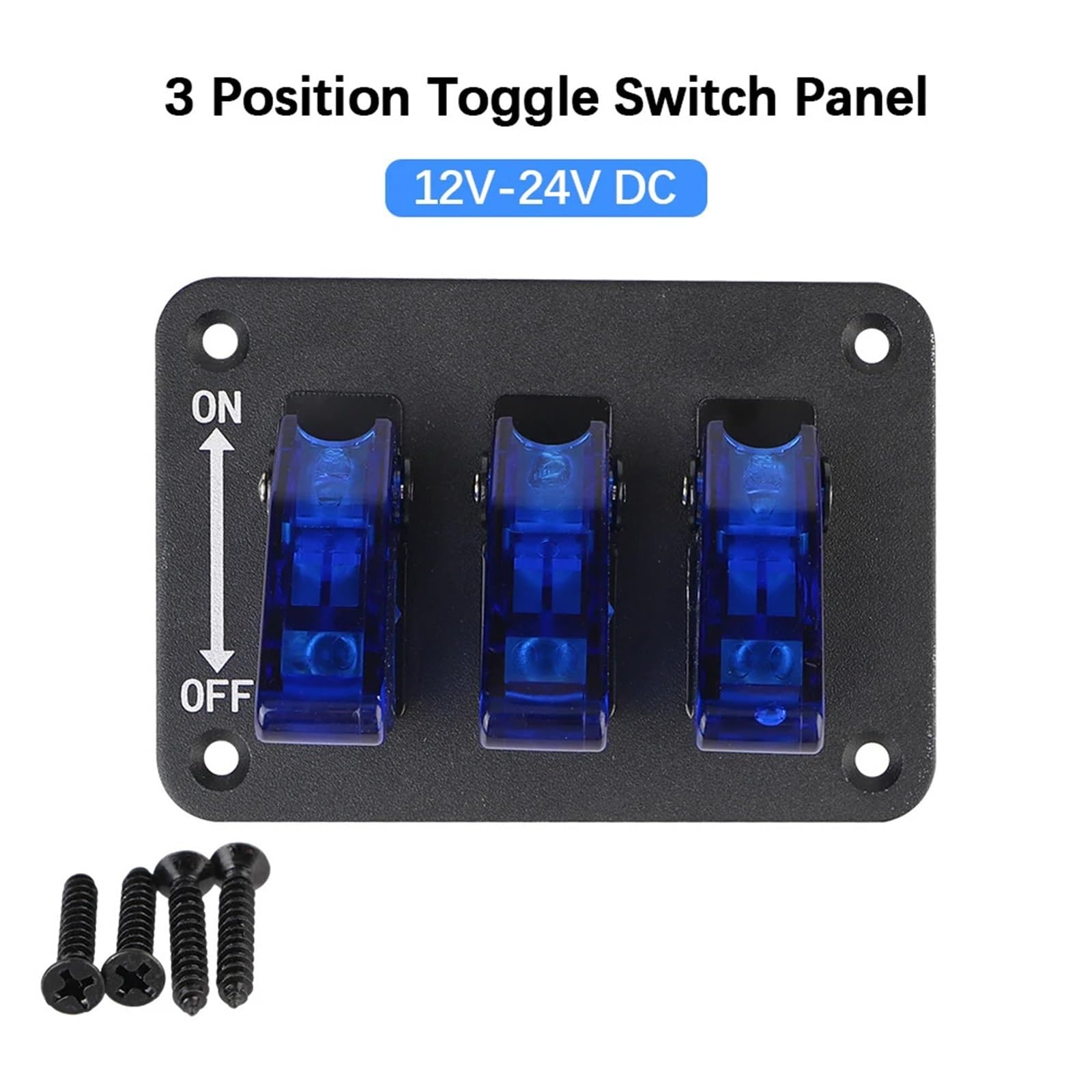 Interruptor de encendido/apagado de alta resistencia con luz LED, panel de interruptor basculante de 3 posiciones, interruptor de motor de coche de s de 12 V-24 V CC(Rot)