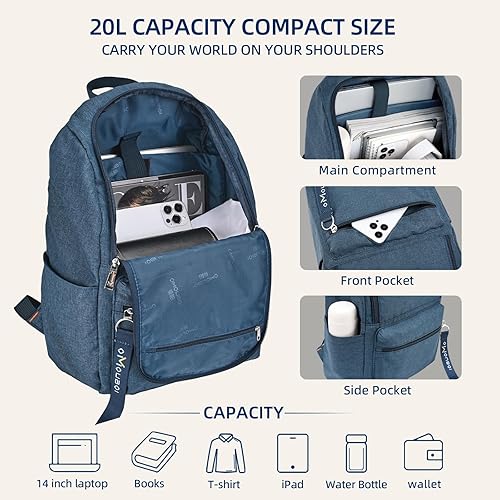 Miniatura 8 de Mochila OMOUBOI Casual Daypacks Superbreak de 14 pulgadas para laptop para mujeres y hombres, apta para turismo y negocios (Azul)