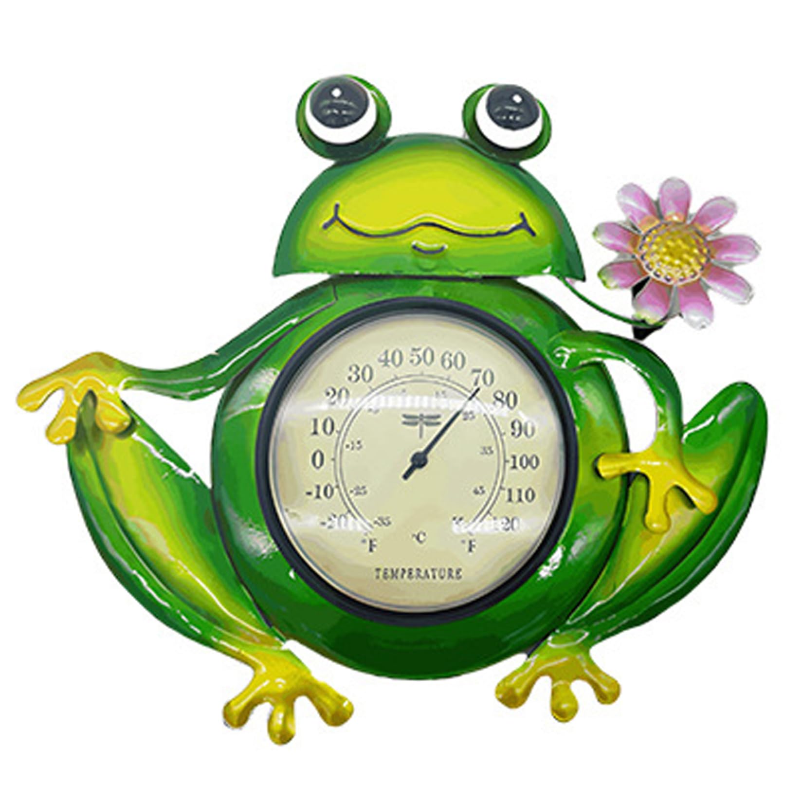 Decorative Outdoor Thermometer with Large Display - Frogs Shape Metal Wall Thermometer for Patio, Garden, and Yard Decor