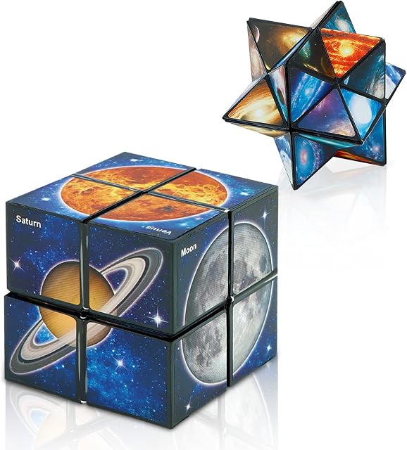 Star Cube Magic Cube 2 in 1 Set, Yoshimoto Cube Infinity Rubix Cube Magic 3D Puzzle Cubes for Kids and Adults (Starry Sky)