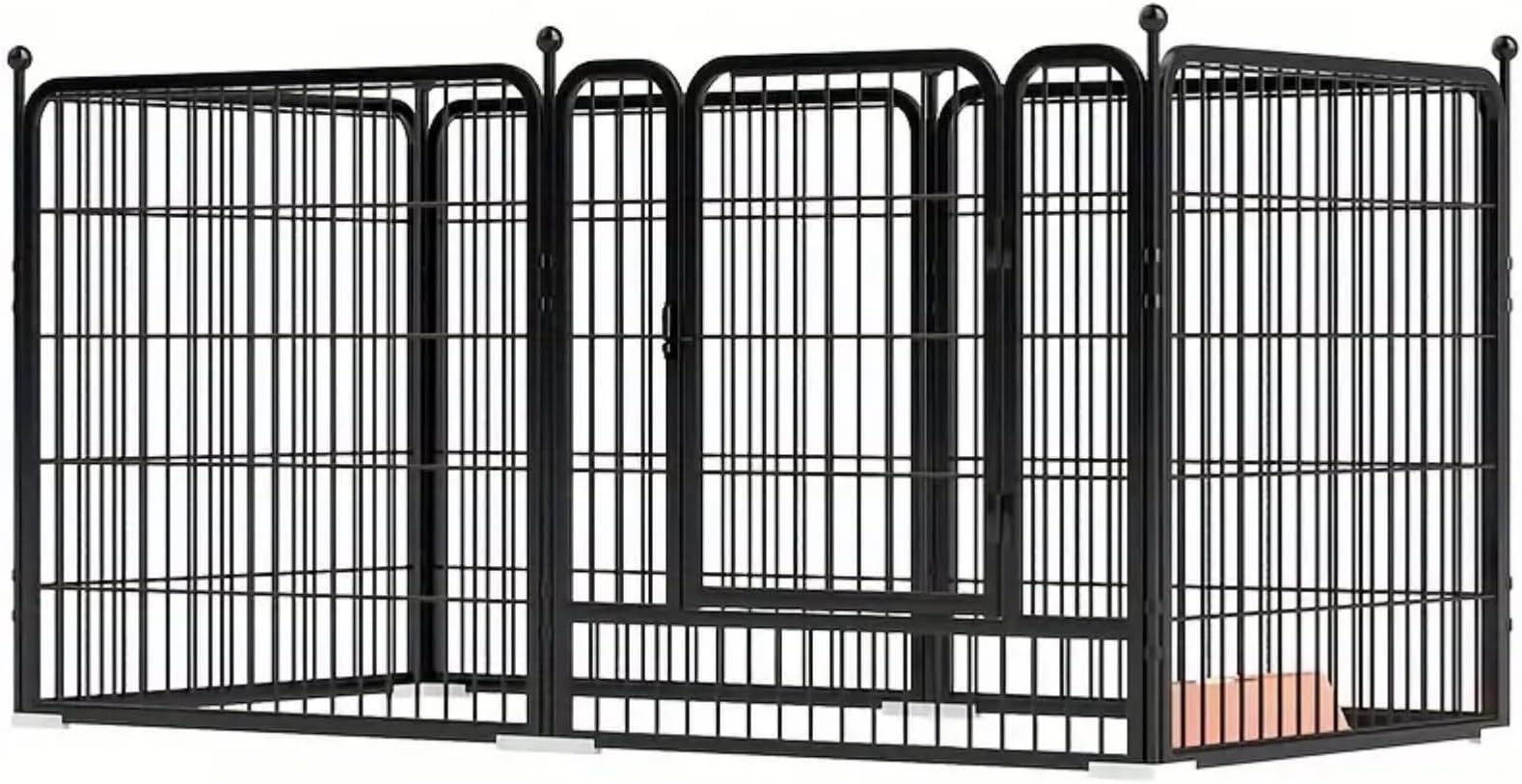 SUPTMAX Dog Playpen Outdoor 6 Panels Heavy Duty Dog Pen 47" Length Puppy Playpen Indoor Anti-Rust Exercise Fence with Doors for Medium/Small Pet Play for RV Camping Yard (Black)