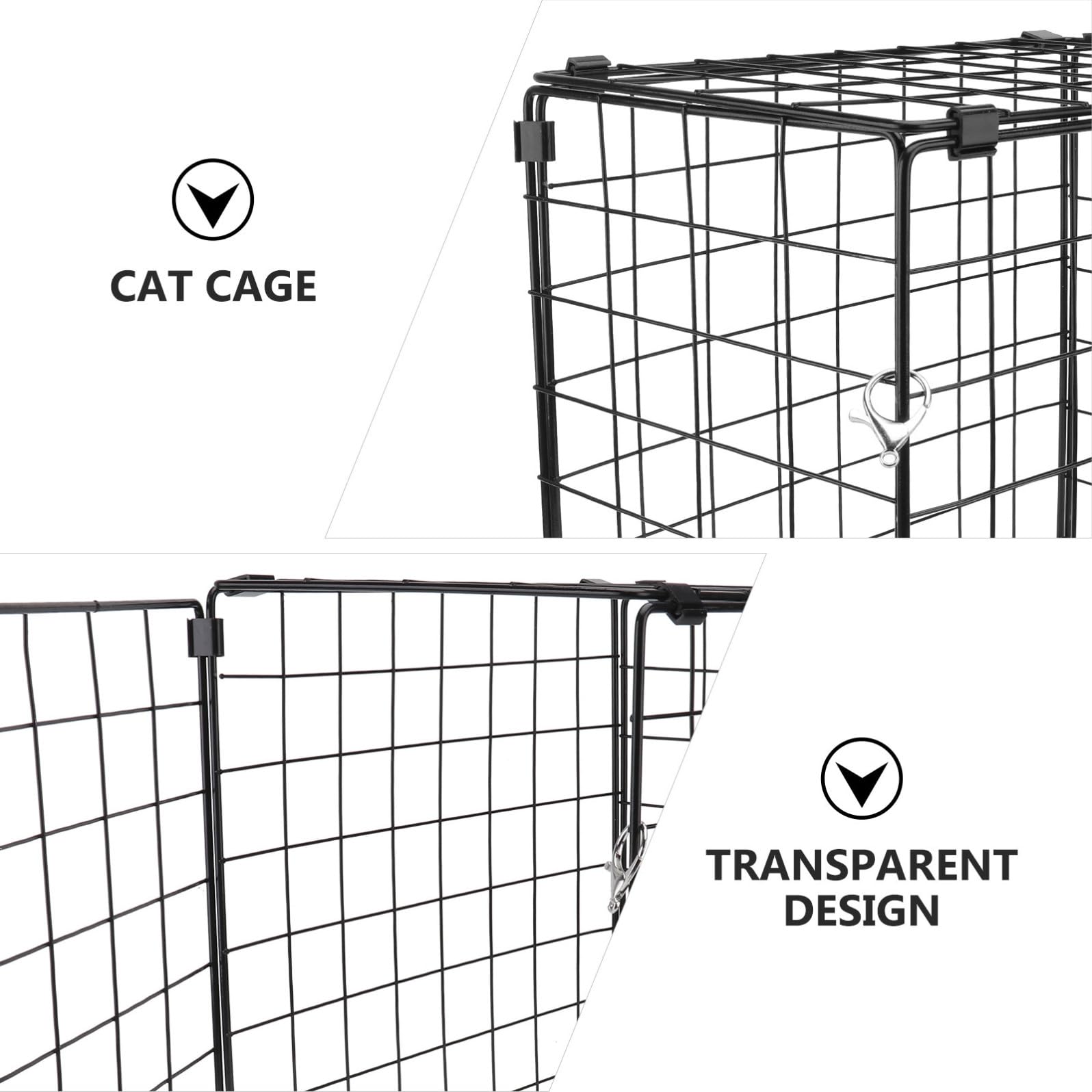 Gabbia per Gatto Pieghevole da Auto in Ferro, Nera | Design Trasparente, per Animali Sotto 3kg, Uso Domestico e Trasporto in Vettura