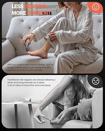 Miniatura 10 de BEZOX Elegante juego de cortaúñas para uñas, cortaúñas de precisión para adultos para uñas gruesas, diseño ergonómico, cortador de uñas para hombres