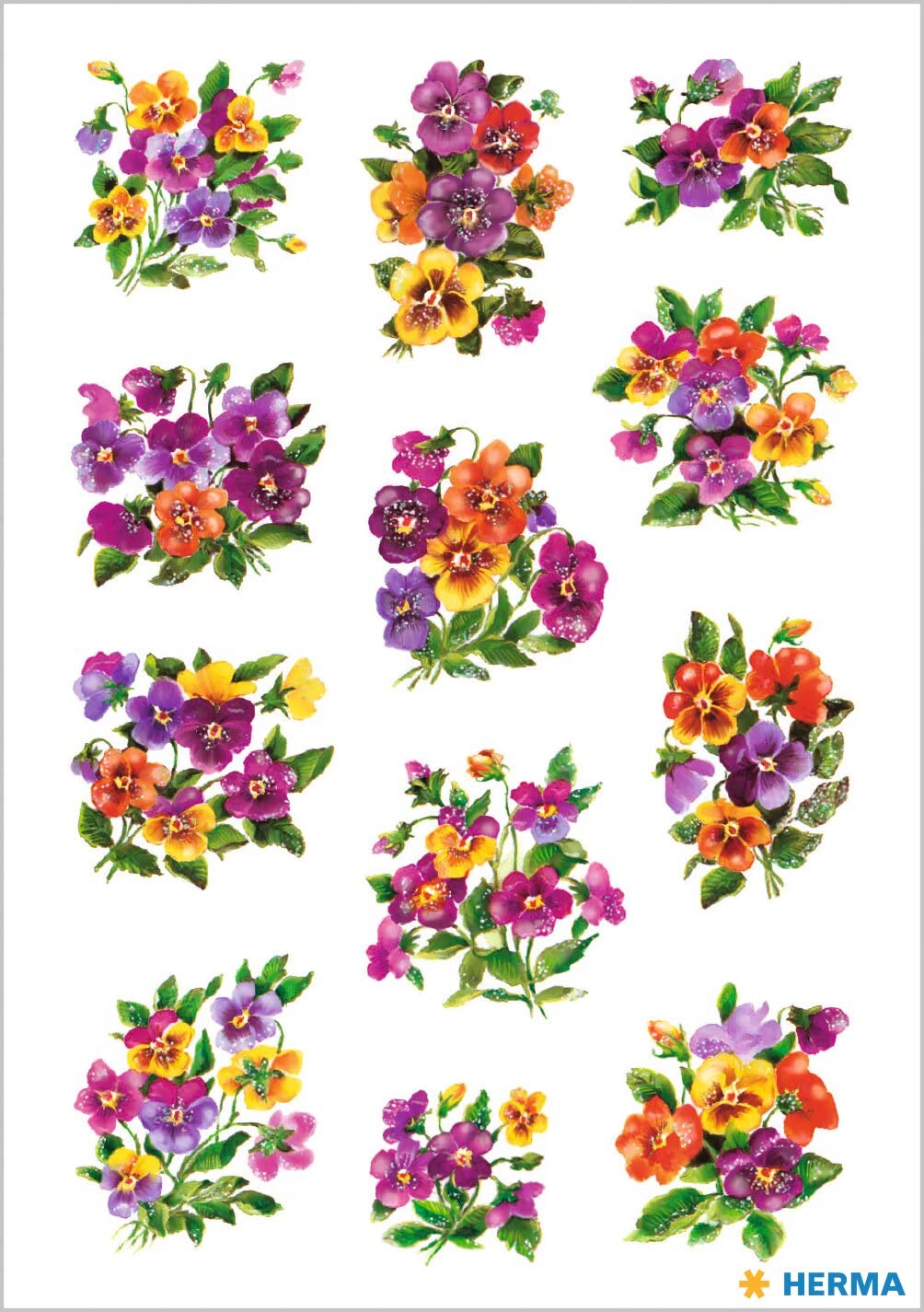 HERMA 3582 Adesivi Fiori Piccoli Grandi Confezione da 36 Adesivi Piante con Motivo Viola Vintage Etichette per Bambini Album Fotografico Diario Album Poesie Scrapbooking Decorazione Compleanno Lettere