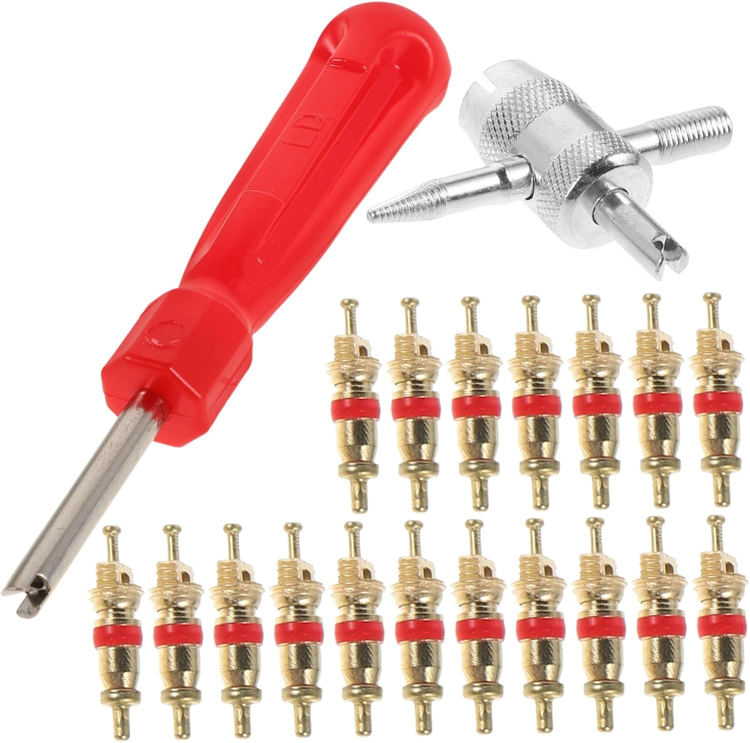 VOSAREA 32Pcs Valve Stem Core Replacement Kit Tire Valve Core Tool for Cars Trucks Motorcycles Durable Construction for Easy Tire Maintenance and Repair