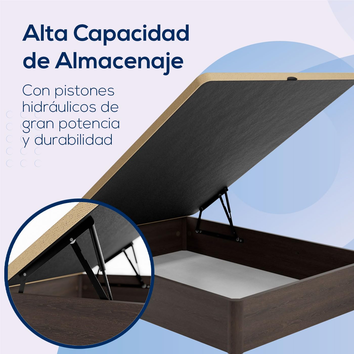 DUÉRMETE Online - Canapé Abatible de Madera Súper Reforzado con Gran Capacidad, Esquinas Redondeadas, 135 x 190, Wengué