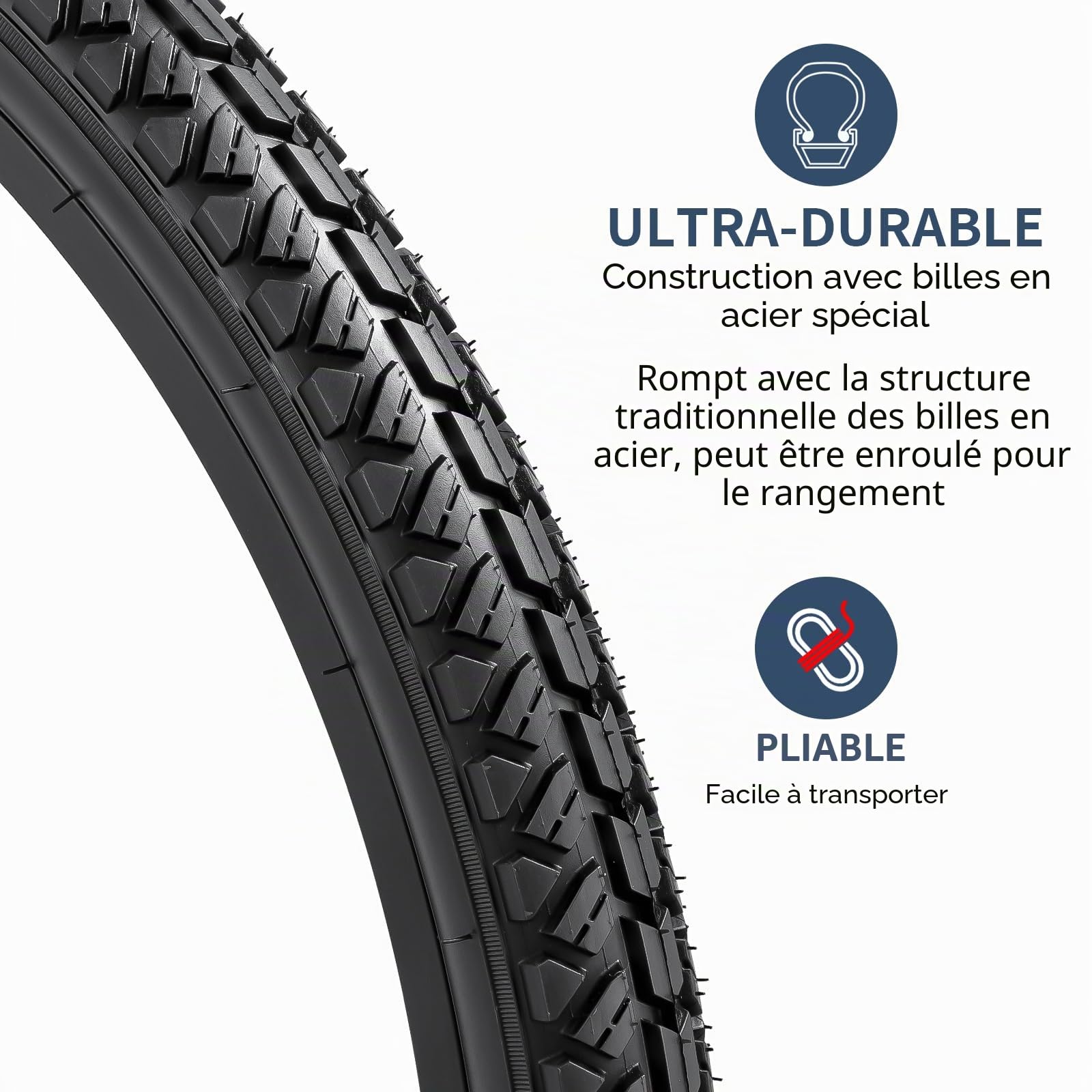 YUNSCM 2-PCS 26 Pouces Vélo pneus 26x1.95/54-559 Compatible with 26x1.95 26x2.0 All-Terrain Directional Tread Vélo Bike pneus (Y-1201)