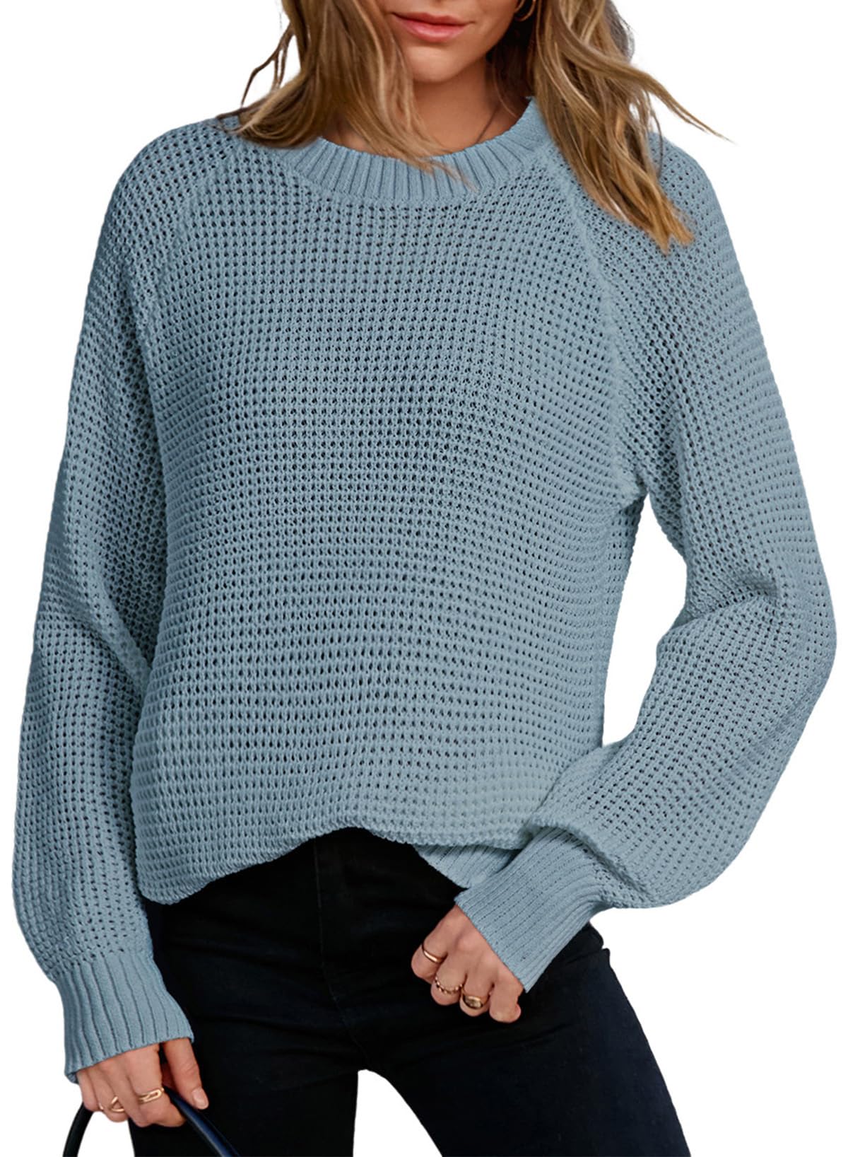 Dokotoo Womens Oversized Cozy Sweaters 2025 Long Sleeve Waffle Knit Casual Chunky Pullover Sweater Winter Clothes