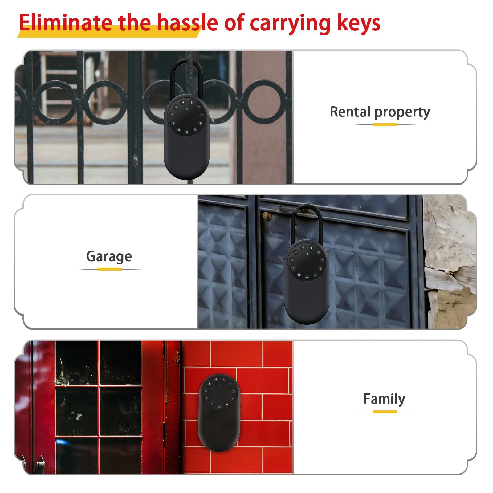 SEPOX Smart Key Lockbox, cassetta di sicurezza portatile e da parete per esterni, con Bluetooth e controllo tramite app, in alluminio, resistente alle intemperie, tastiera anti-peep, gancio rimovibile
