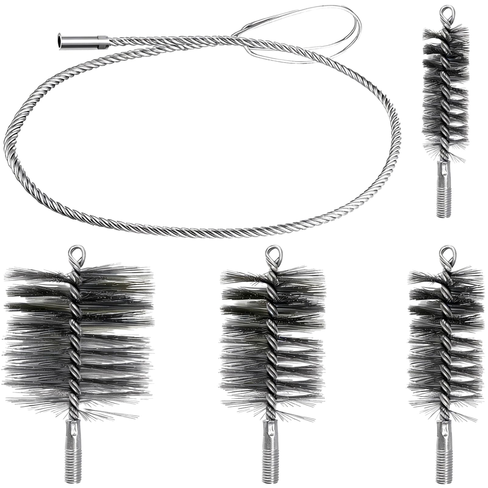 Brosse de nettoyage pour tuyau de poêle et kit de ramonage en acier contre suie et rouille