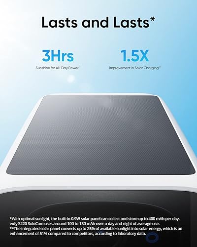 Miniatura 2 de eufy Security Paquete de 3 cámaras SoloCam S220, carga solar, cámara inalámbrica para exteriores, potencia continua, resolución 2K, claridad diurna