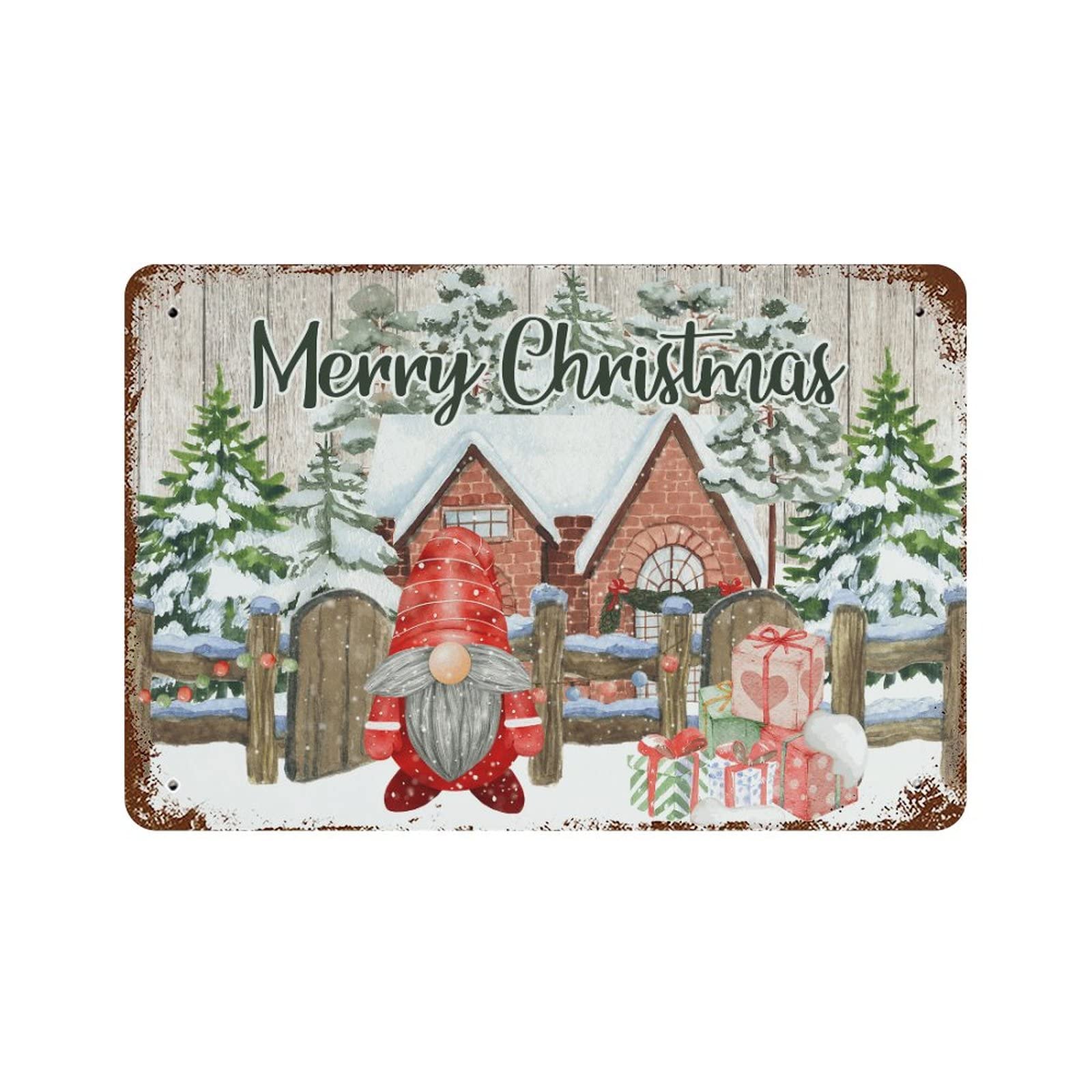 Panneau Merry Christmas Farm idéal pour la décoration de salle de bain et toilettes rétro