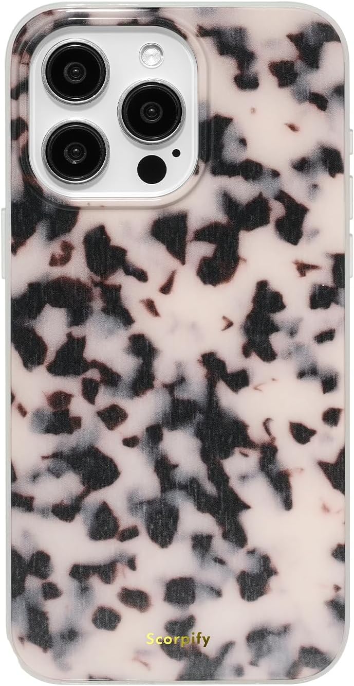 SCORPIFY for iPhone 15 Pro Max Case [Compatible with MagSafe] with Pink Tortoise Shell Design, Cute Brown Magnetic Phone Cover for Women Girls, Slim Shockproof Bumper with Stylish Pattern