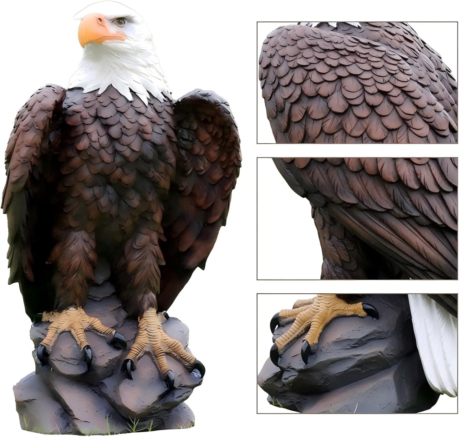 24.0" 9.5 lb American Eagle Statue,Large Resin Bald Eagle for Outdoor Garden, Yard Art, Lawn, Patio or Indoor Home & Office Decor, for Men, Veterans, Husband, Boyfriend