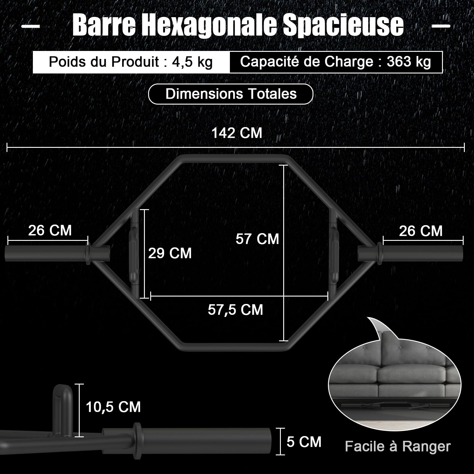 COSTWAY Barre Hexagonale Olympique avec Poignées Texturées
