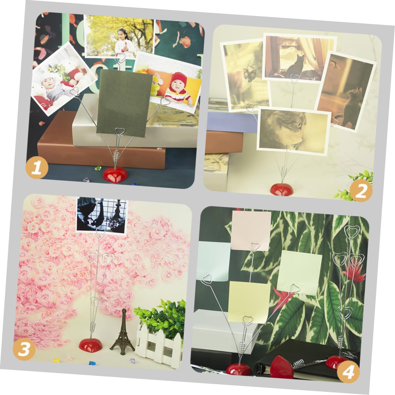 DOITOOL 3pcs Heart Design Memo Clamp Stands Sturdy Photo Holders for Tables Cute Note Clamps for Office Home Decoration for Photos to-do Lists Memorandums