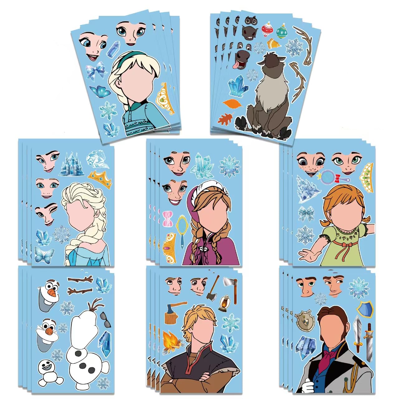 24 Pcs fro Face Stickers Sheets for Party Bags, Make Your Own Stickers Characters DIY Stickers for Party Favor Supplies Craft — image 1
