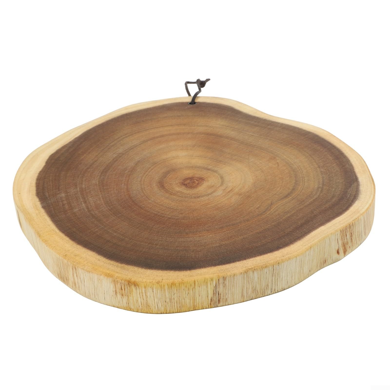 Tabla de cortar de madera de acacia, bandeja de servir de forma irregular, bloque grueso de madera maciza para cortar pan, frutas y verduras para cocina, comedor, grande 31-37 cm